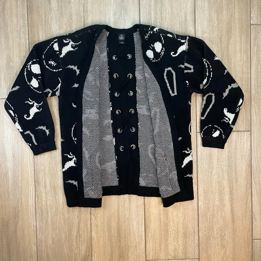 Nightmare Before Christmas Cardigan Womens M Jack Skellington Halloween Sweater